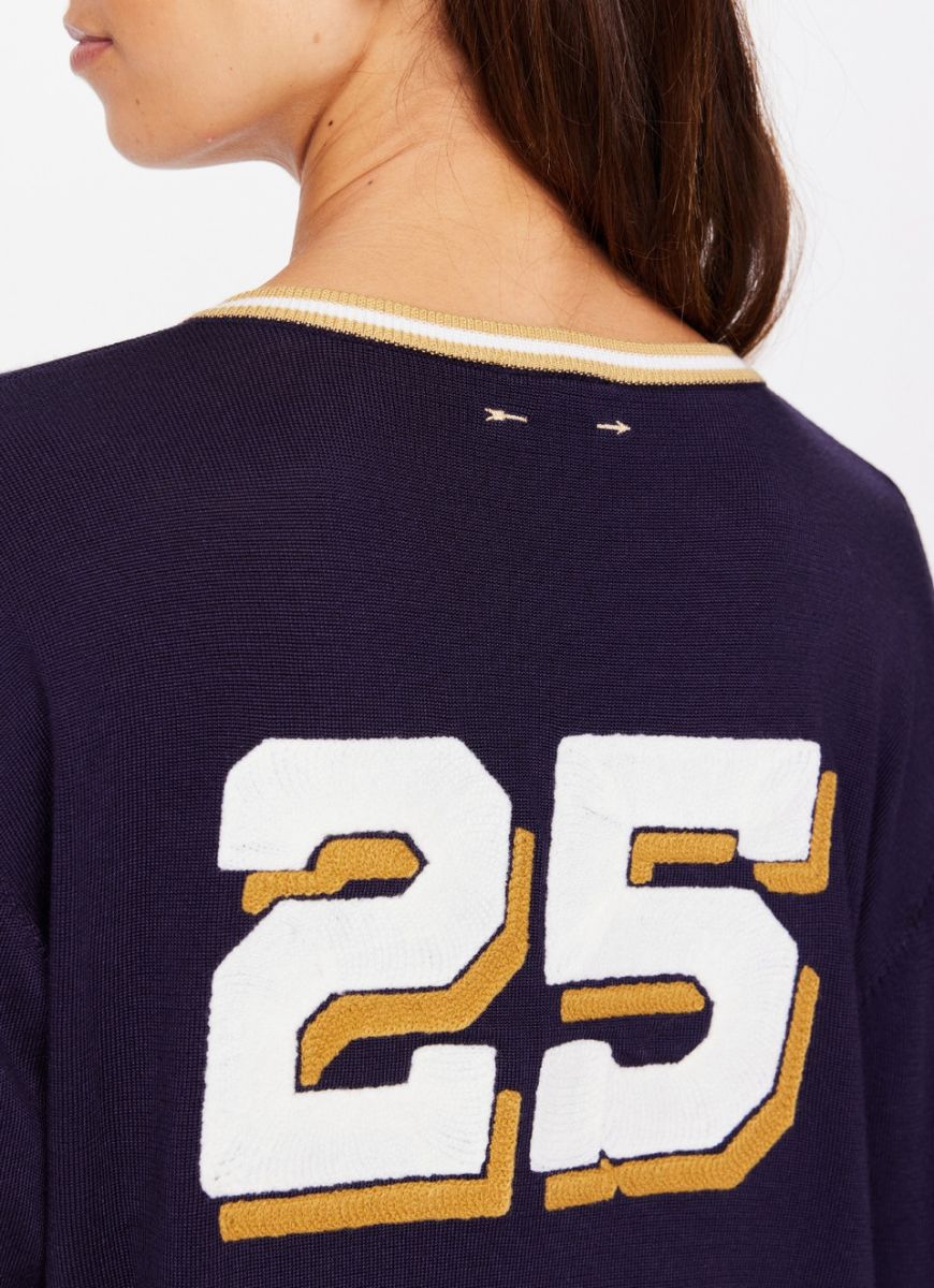 The Upside Greenwich Lena Long Sleeve in Navy Close Up Back View of the Number 25