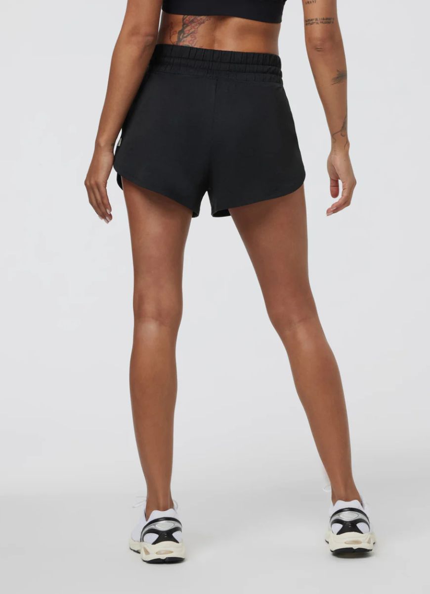Vuori Women's Halo Performance Short 2.0 in Black Heather Back View