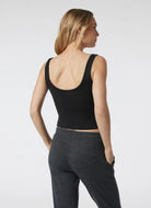 Vuori Halo Essential Tank Top in Black Heather Back View