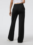 vuori Women's Halo Essential Wideleg Pant in Black Back View