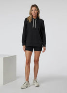 Vuori Women's Halo Oversized Hoodie in Black Heather Full Length Front View