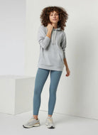 Vuori Women's Halo Oversized Hoodie in Pale Grey Heather Full Length Front View