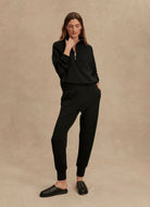 Varley Hawley Half Zip Sweat in Black Alternate Full Length Front View