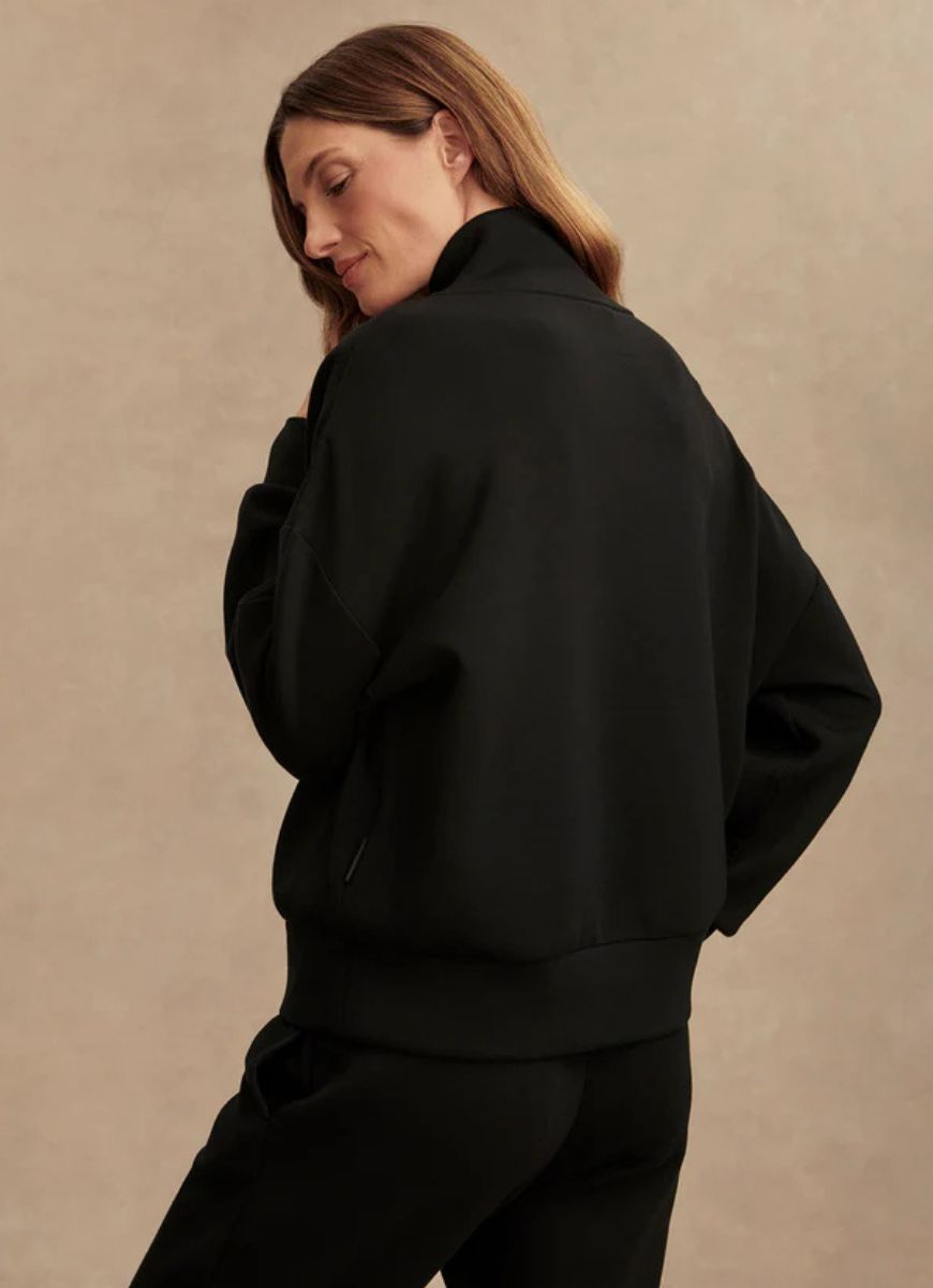 Varley Hawley Half Zip Sweat in Black Alternate Back View