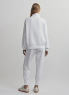 Varley Hawley Half Zip Sweat in White Full Length Back View