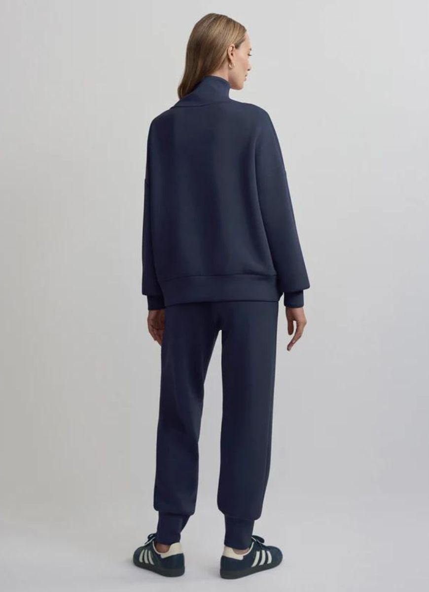 Varley Hawley Half Zip Sweat in Blue Nights Back View