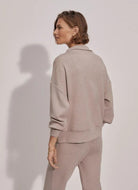 Varley Hawley Half-Zip Sweat in Taupe Marl Back View