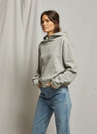 perfectwhitetee Heart Hoodie in Heather Grey Side View