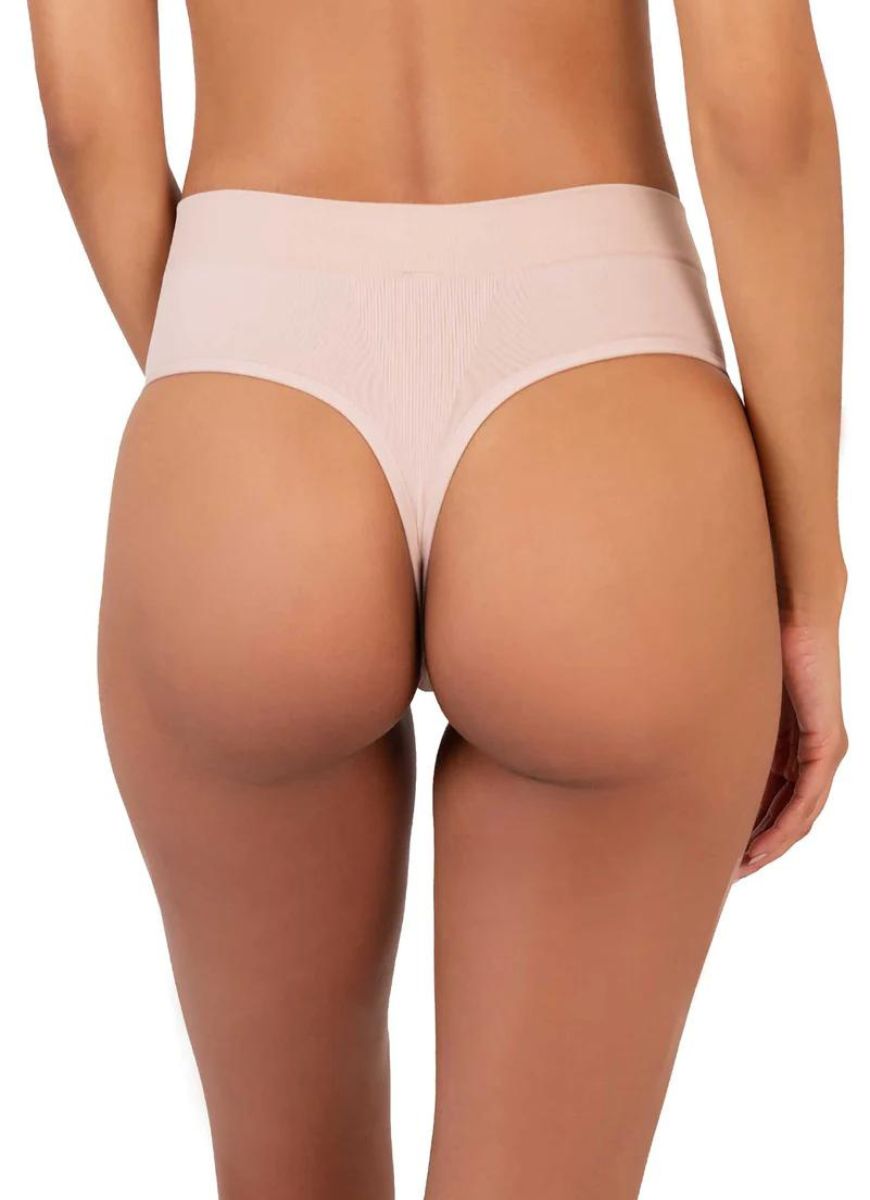 LDMA High Sculpt Workout Thong in Sand Back View