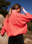 Free People Hit The Slopes Jacket in Neon Coral Back View
