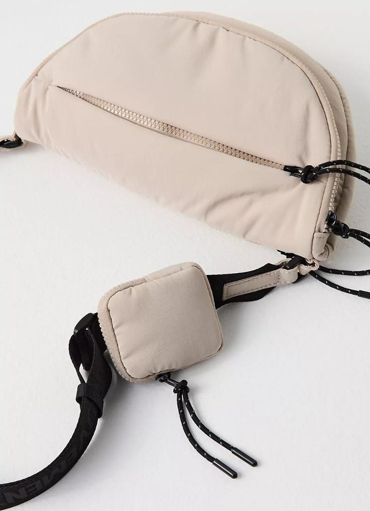 Free People Hit The Trails Sling Fanny Pack in Mineral Laying Flat