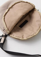Free People Hit The Trails Sling Fanny Pack in Mineral Close Up with Zipper Opened