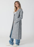 Lyla + Luxe Jimmi Long Coat in Grey Marl Side View