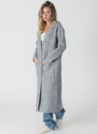 Lyla + Luxe Jimmi Long Coat in Grey Marl Front View