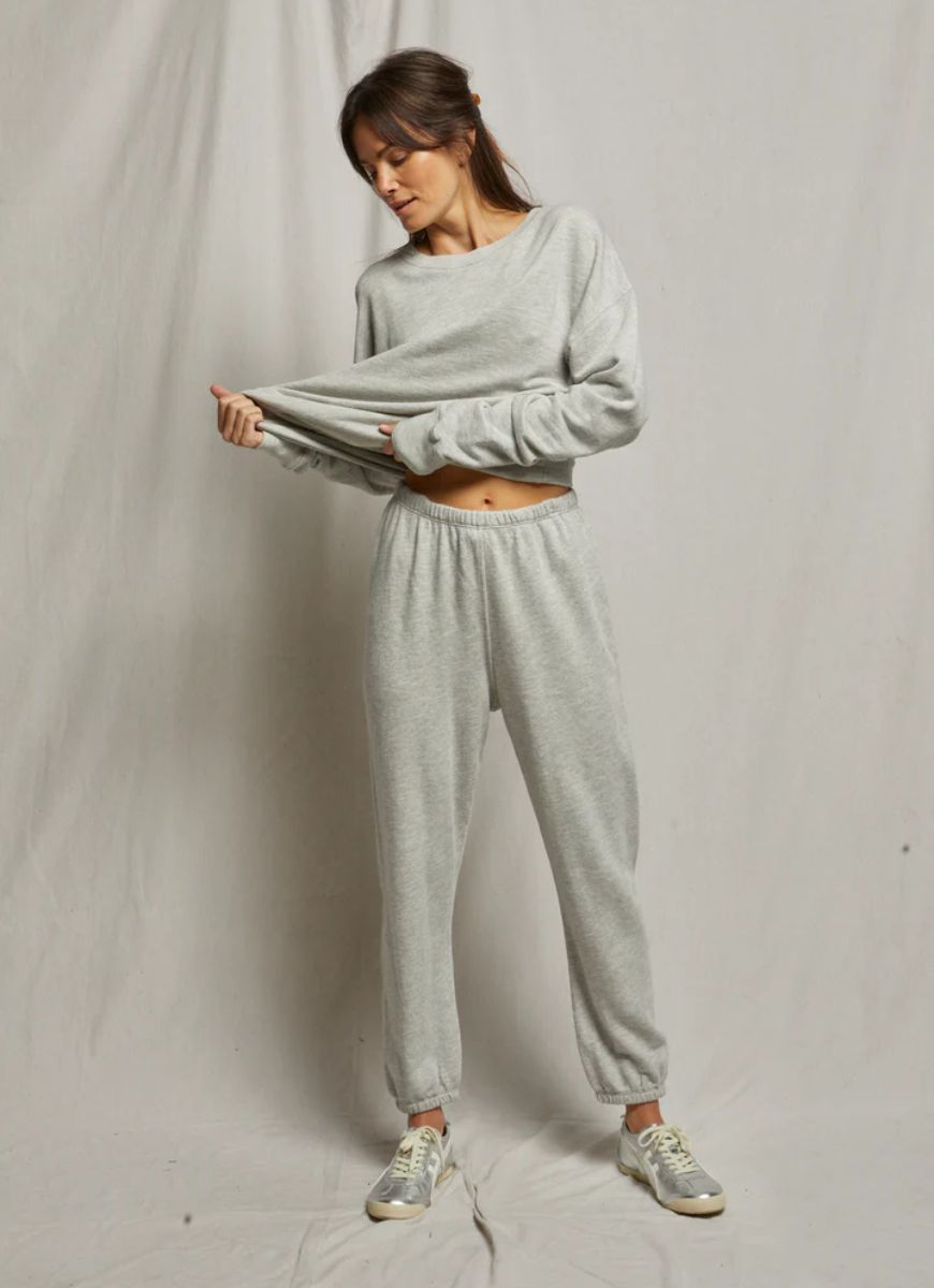 Perfect White Tee Johnny French Terry Women's Sweatpant in Grey Full Length Front View