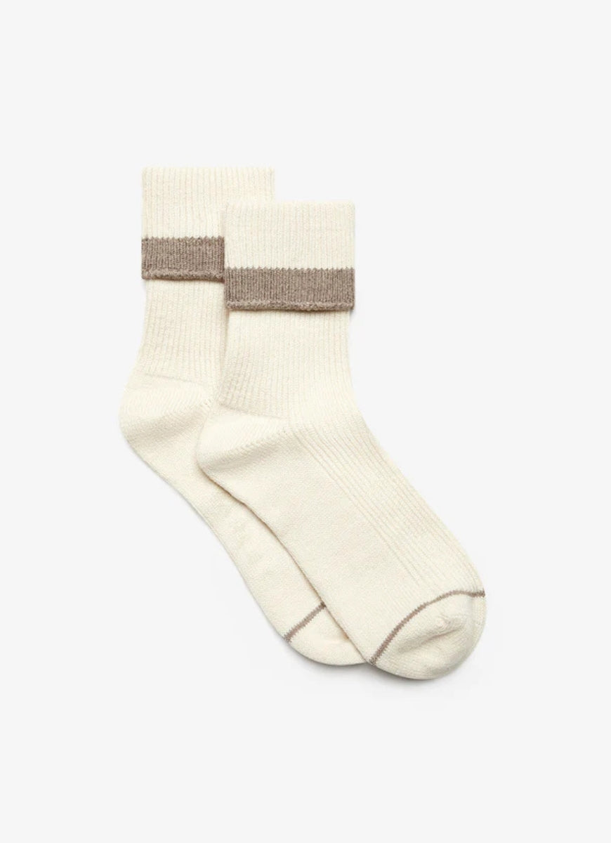 Varley Kerry Plush Roll Top Sock in Egret/Sandshell