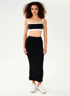 Splits59 Kiki Rib Maxi Skirt in Black Full Front View
