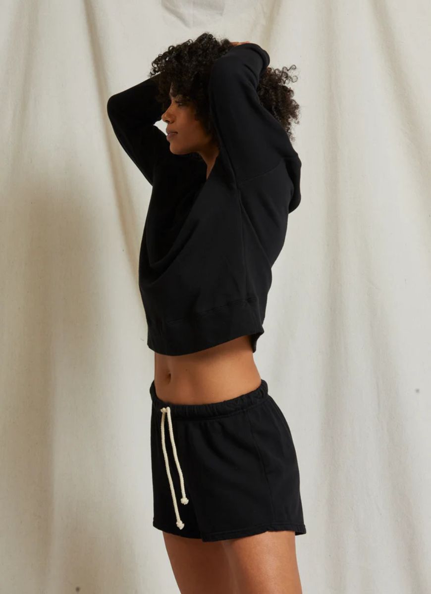 perfectwhitetee Layla French Terry Sweatshort in Black Side View