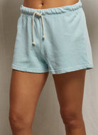 perfectwhitetee Layla French Terry Sweatshort in Iced Aqua