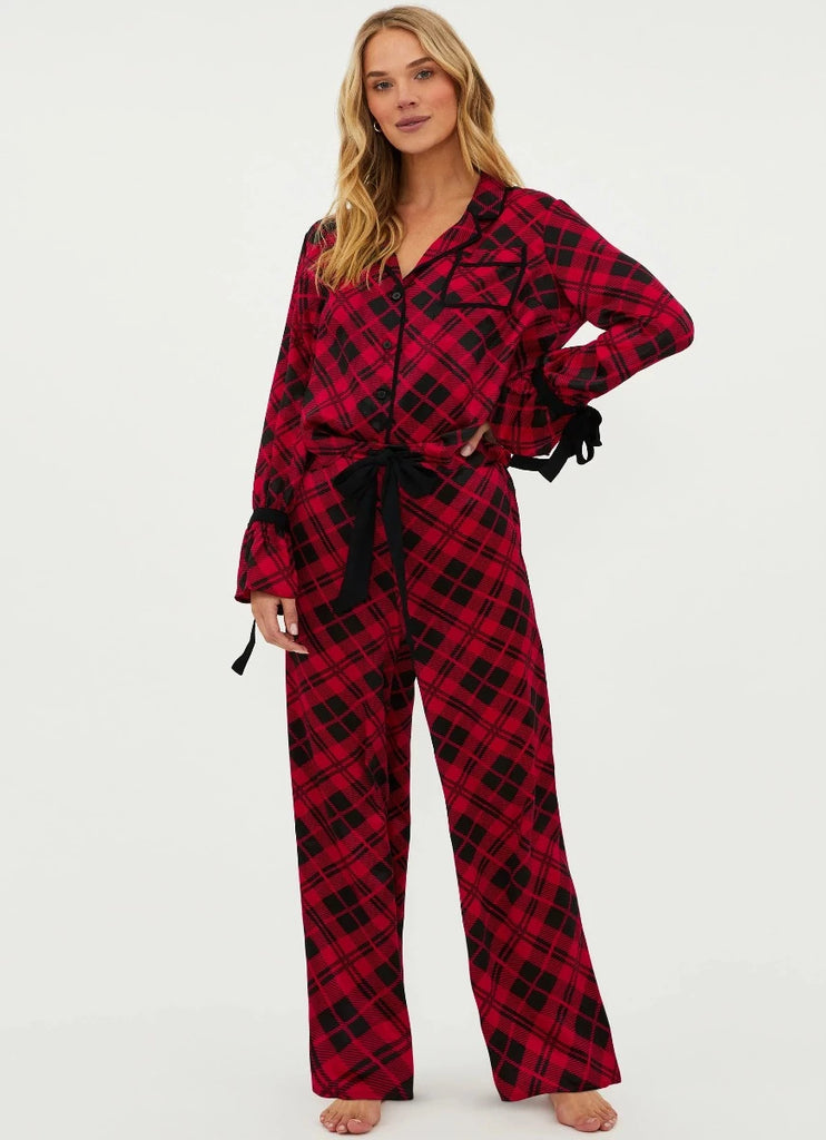 BEACH RIOT Lee Ann & Brook Women's Pajama Set in Plaid Full Front View
