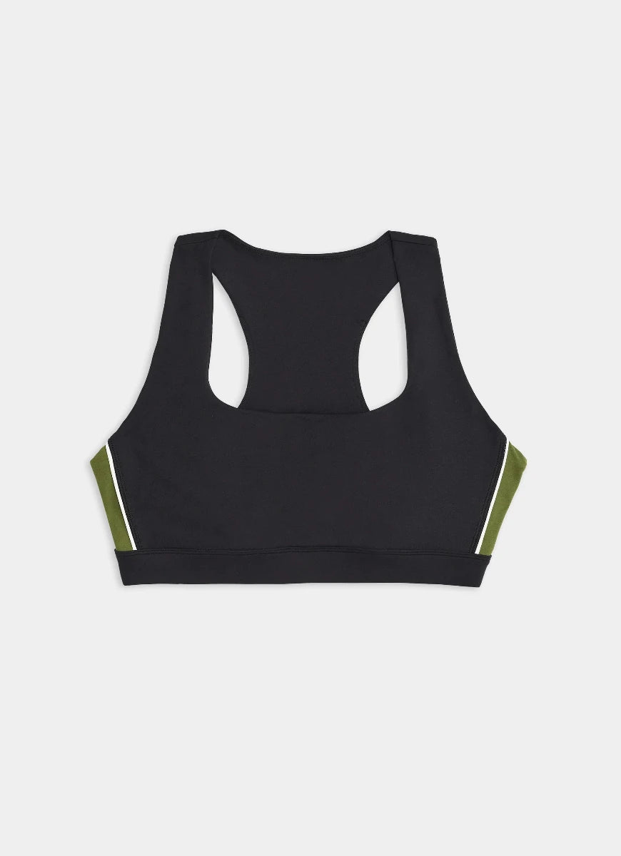 Splits59 Lexi Rigor Sports Bra in Black/Olive Product Shot View