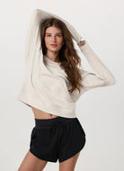 Vuori Long Sleeve Halo Crew in Ecru Heather Front View