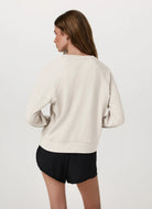 Vuori Long Sleeve Halo Crew in Ecru Heather Back View