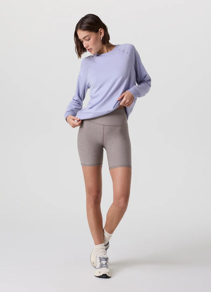 Vuori Long Sleeve Halo Crew in Lavender Mist Alternate Front View