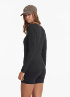 vuori Long Sleeve Luxe Crew in Black Heather Back View