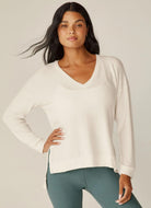 Beyond Yoga Long Weekend Lounge Pullover in Fresh Snow