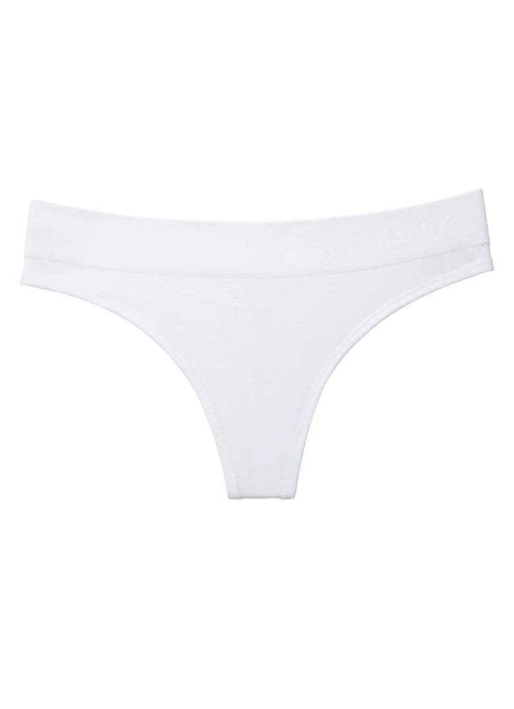 LDMA Low Hide Workout Thong in White Flat Lay View