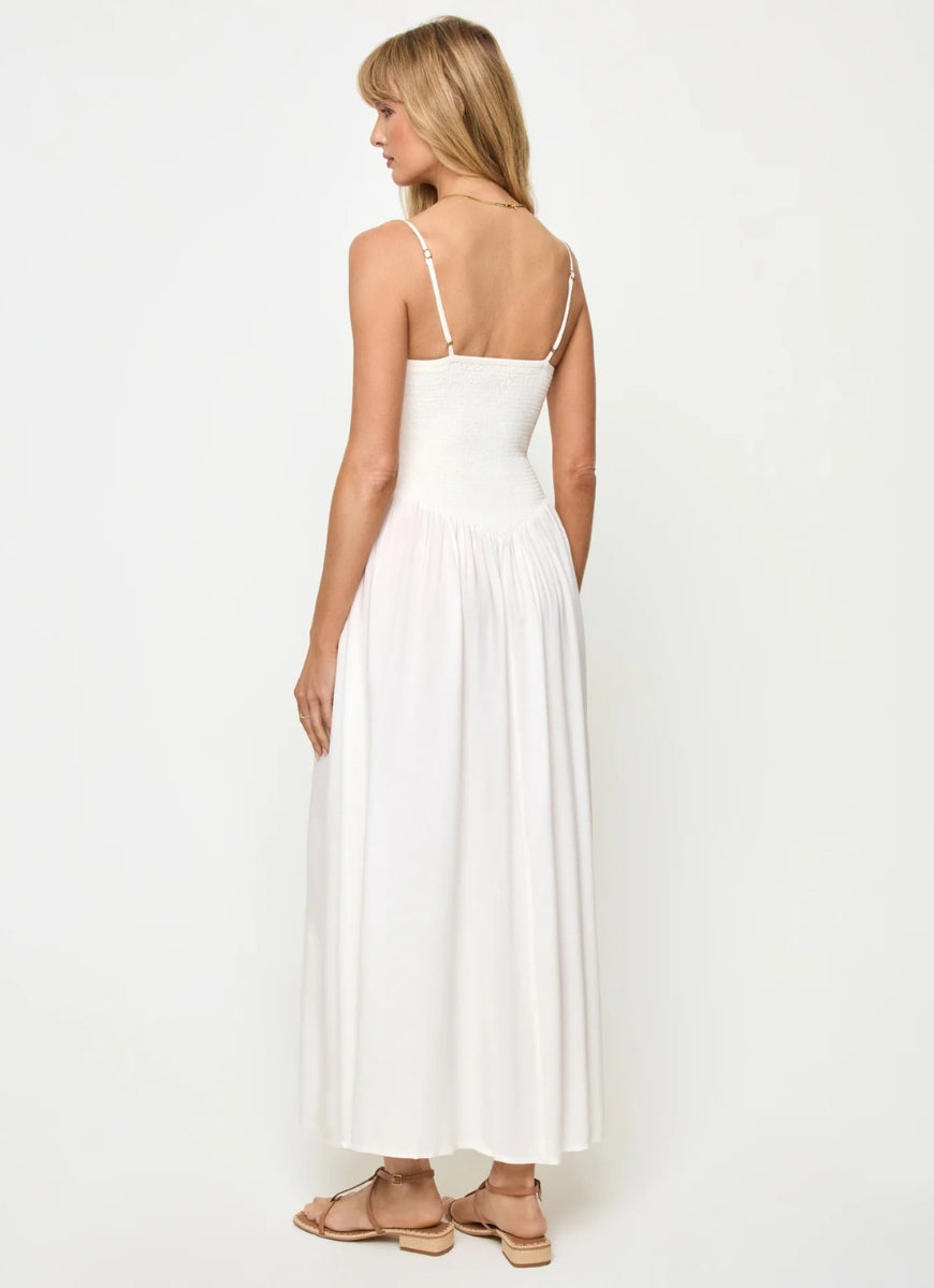LSPACE Misha Midi Dress in Cream Back View