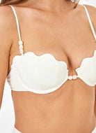 LSPACE Sunrise Shell Bikini in Cream Close Up View of Top