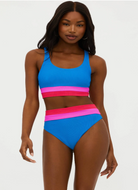 BEACH RIOT Mackenzie Sports Bra Top in Orchid Colourblock Front View