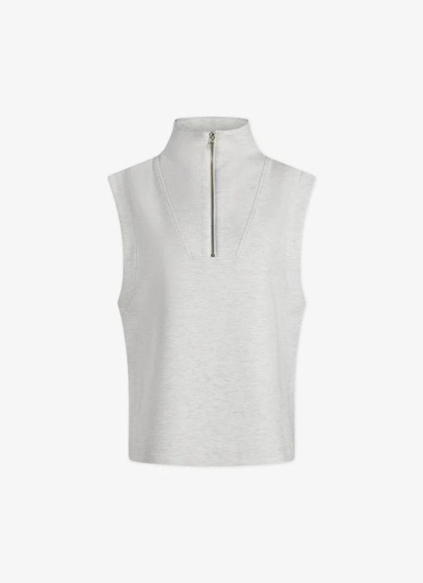 Varley Magnolia Half Zip Tank in Ivory Marl Product Shot Front View