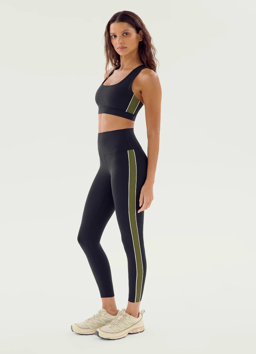 Splits59 Margot Rigor Legging in Black/Olive Full Length Side View