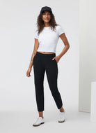 Vuori Women's Miles Ankle Pant in Black Full Length Front View