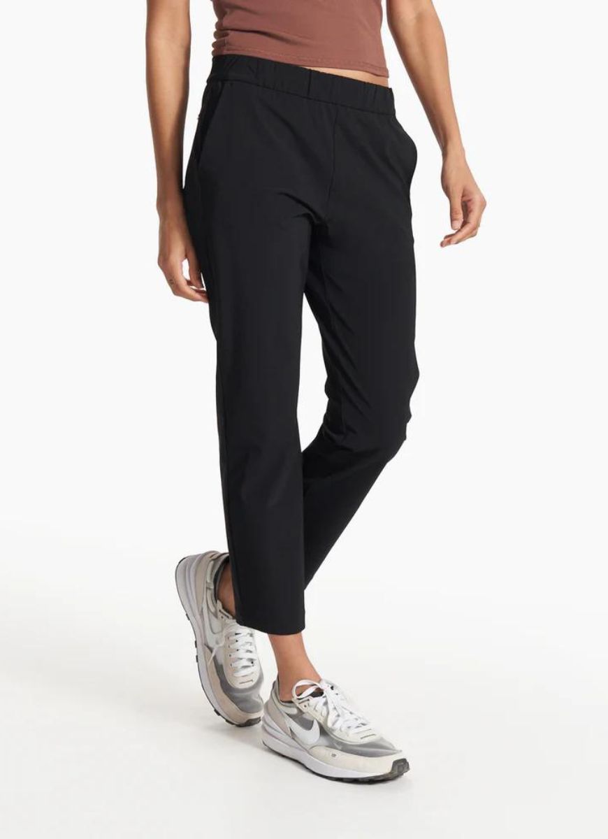 Vuori Women's Miles Ankle Pant in Black Angled Side View