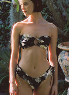 Montce Liz Floral Tori Ties Bandeau Bikini Top Model Shown in a Garden