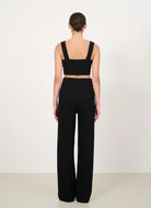 LUNE ACTIVE Moon Classic Flared Pants in Black Full Back View