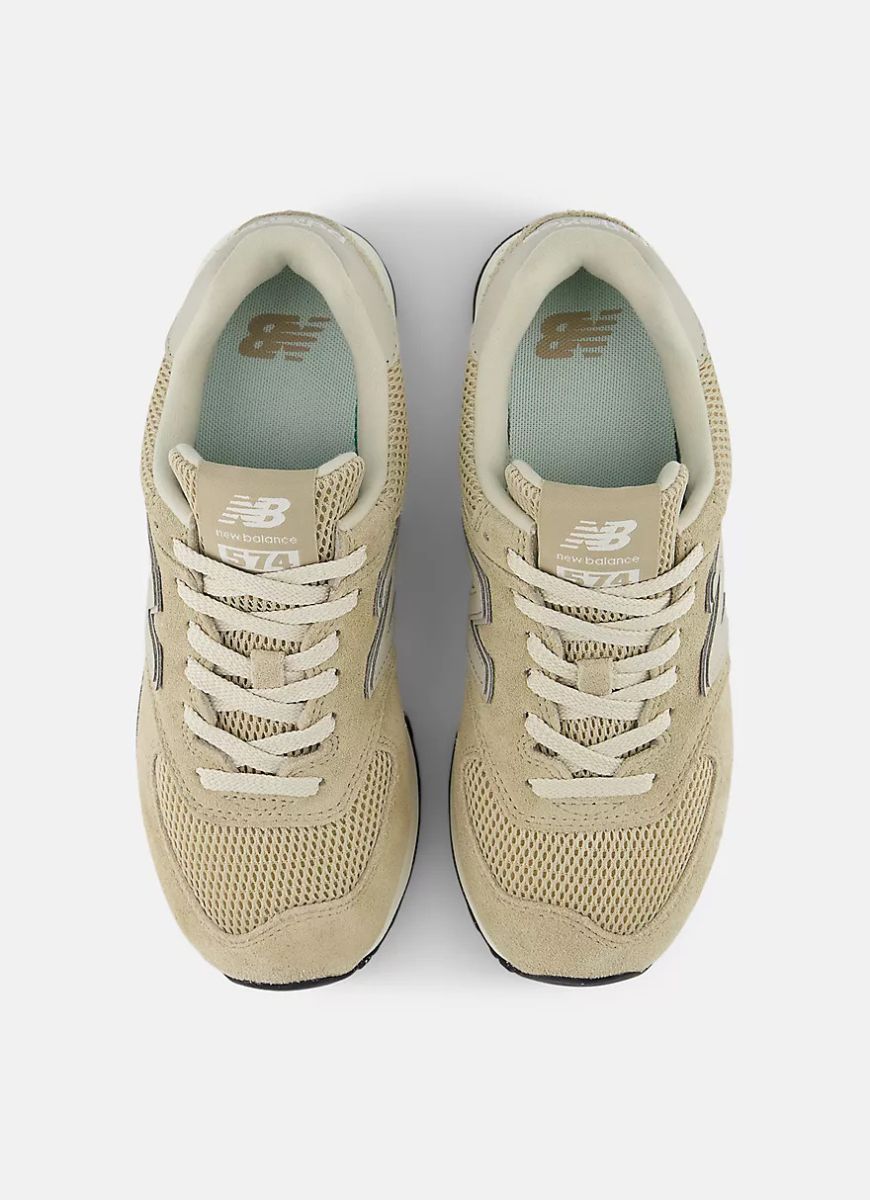 New Balance 574 Women's Sneaker in Beige Top View