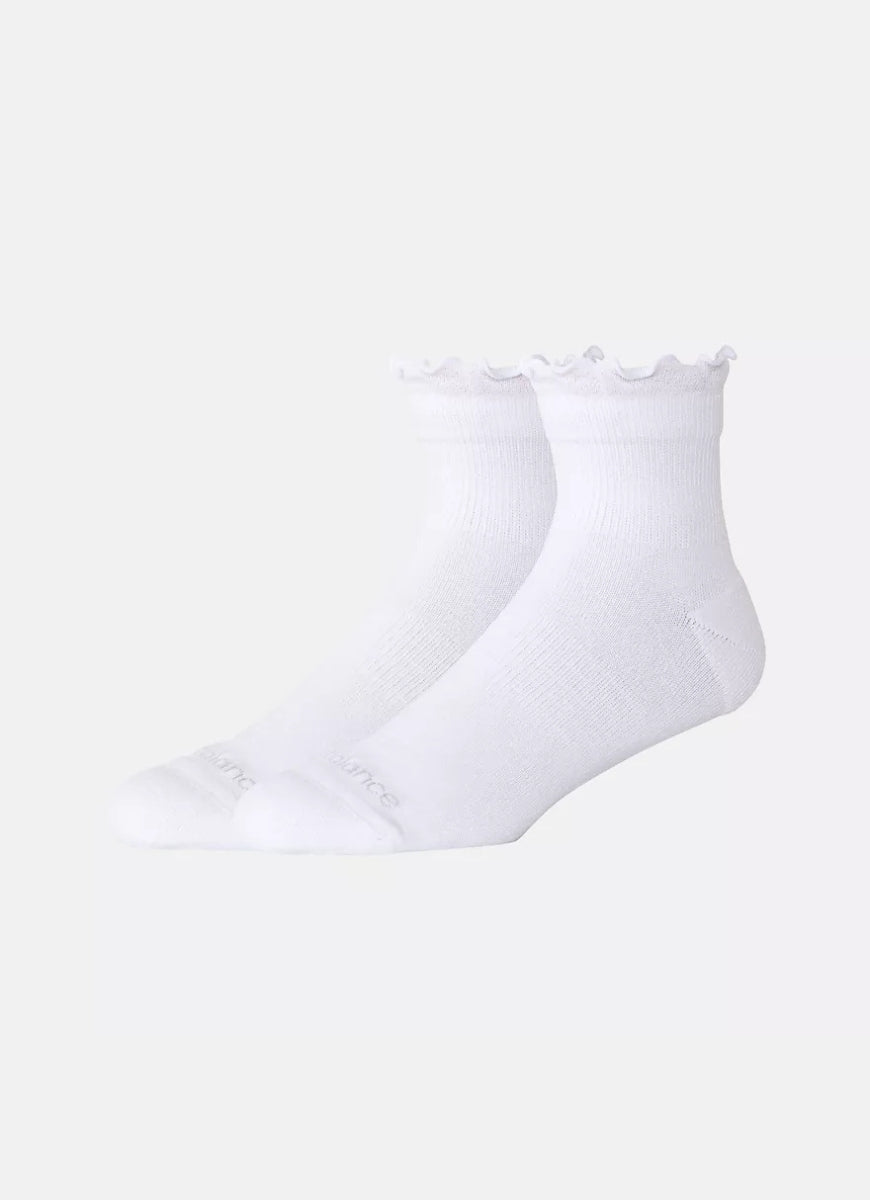 New Balance Active Ruffle Quarter Socks- 2 Pair in White