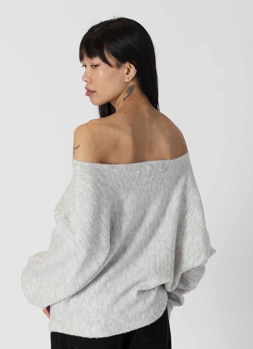 Lyla + Luxe Nobu Sweater in Light Grey Back View