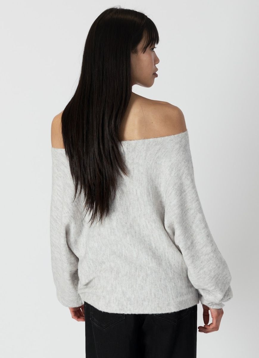 Lyla + Luxe Nobu Sweater in Light Grey Alternate Back View