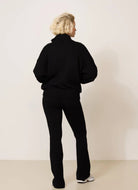 LUNE Olly Bomber Jacket in Black Full Length Back View