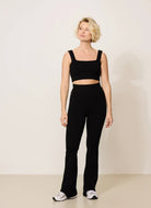 LUNE Olly Flare Pants in Black Full Length Front View