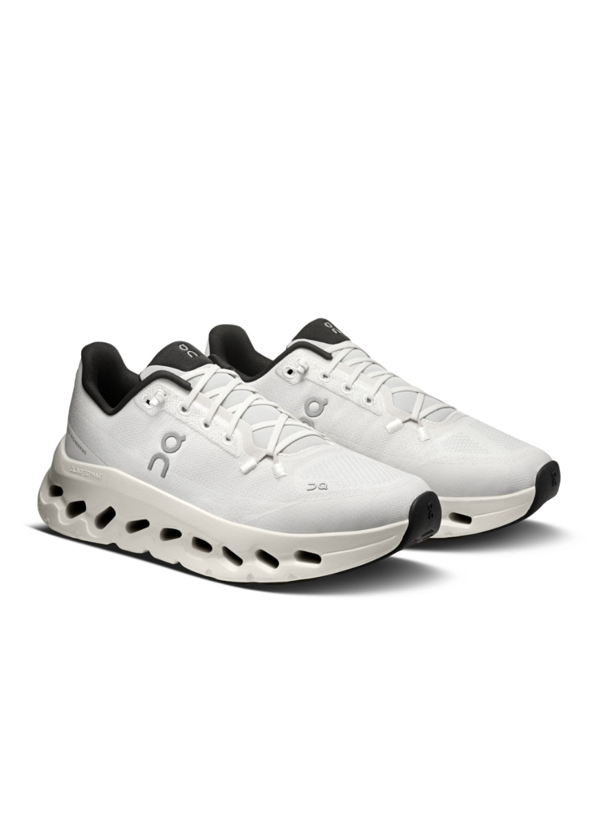 On Women's Cloudtilt Running Shoe in Pearl/Ice Angled Side View