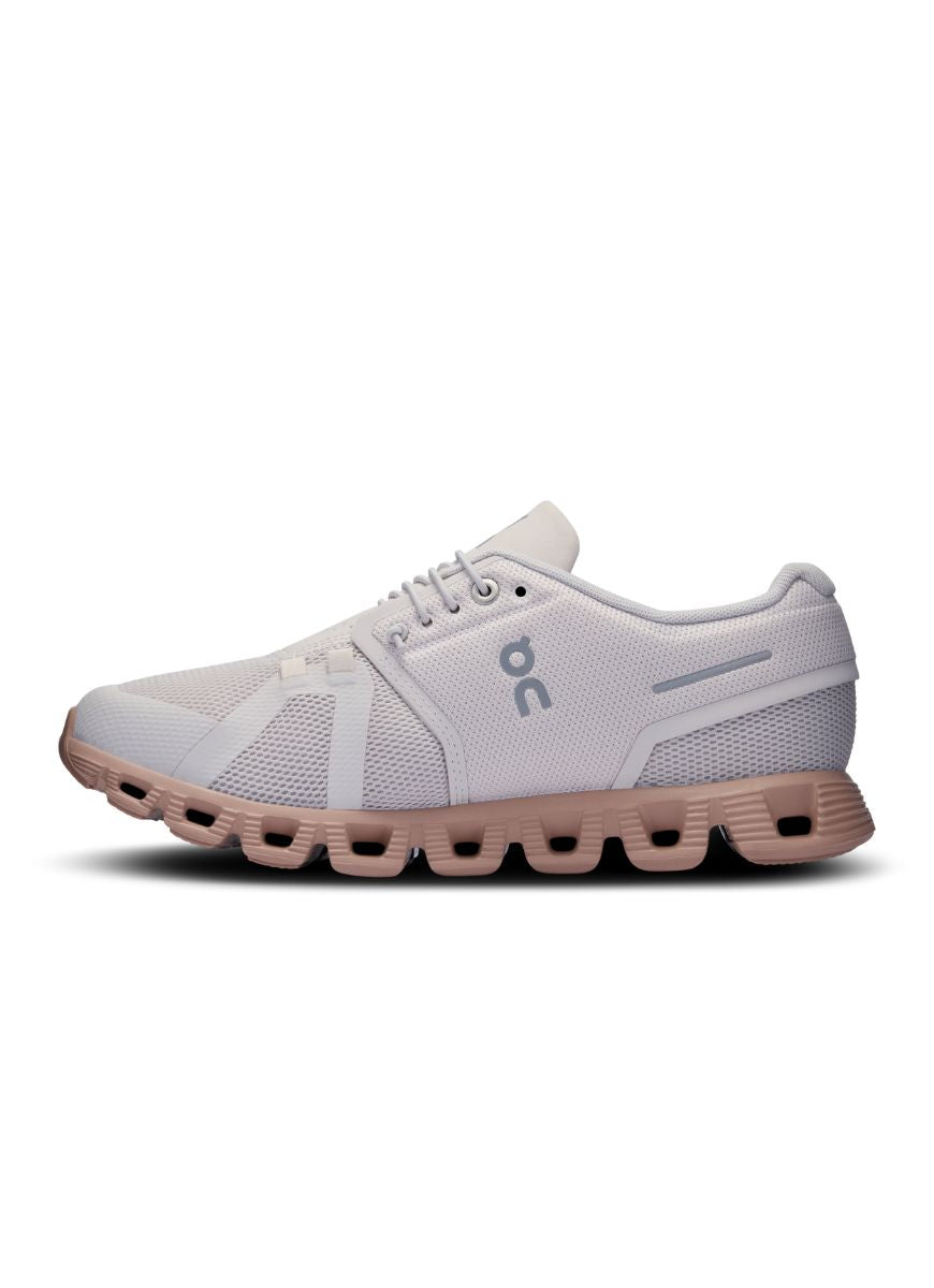 On Women's Cloud 5 Running Shoes in Sand/Rosebrown Side View