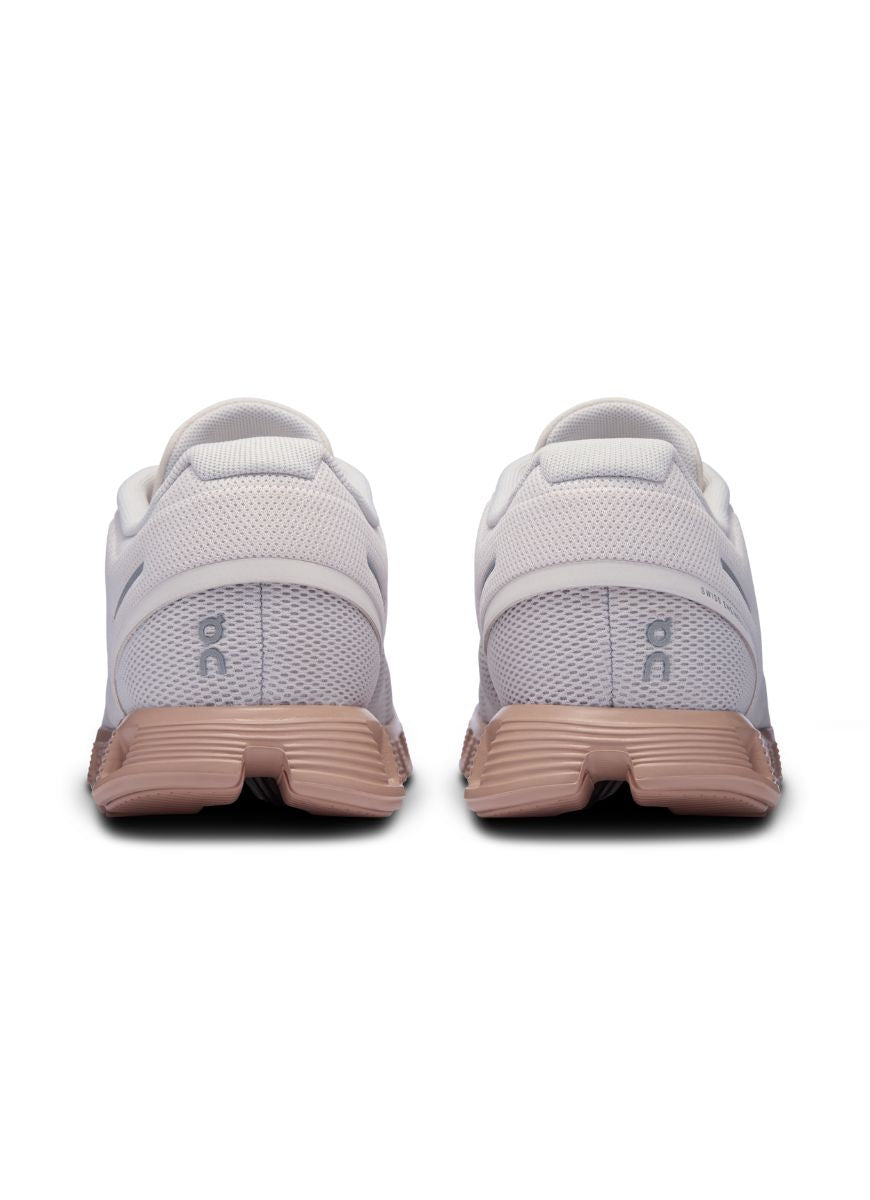 On Women's Cloud 5 Running Shoes in Sand/Rosebrown Back View