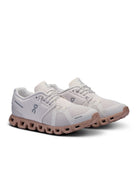 On Women's Cloud 5 Running Shoes in Sand/Rosebrown Angled View